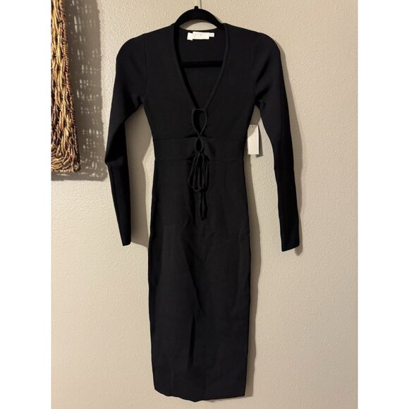 ASTR the Label XS Jovie Knit Bodycon Sweater Dress Black Lace Up Open Front NEW - Picture 9 of 13